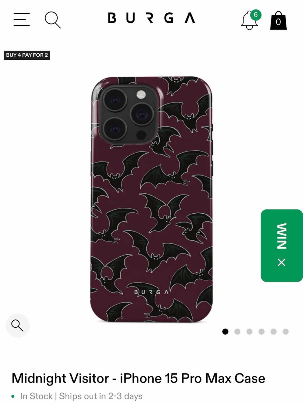 Midnight Visitor iPhone 15 Pro Max Case - Deep Plum with Black Bats